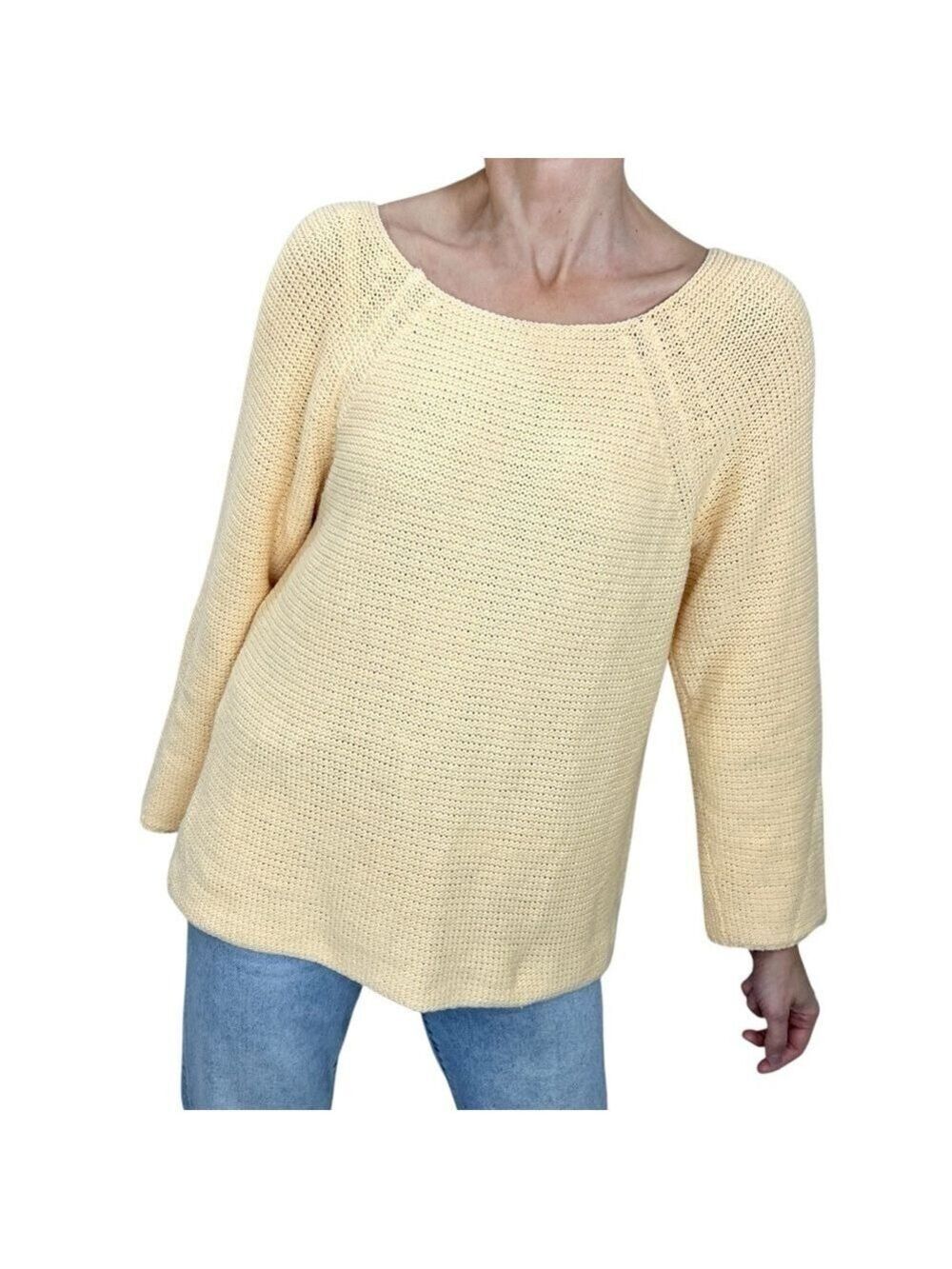 PEACH CC knit raglan sleeve old money quiet luxury round neck boxy sweater